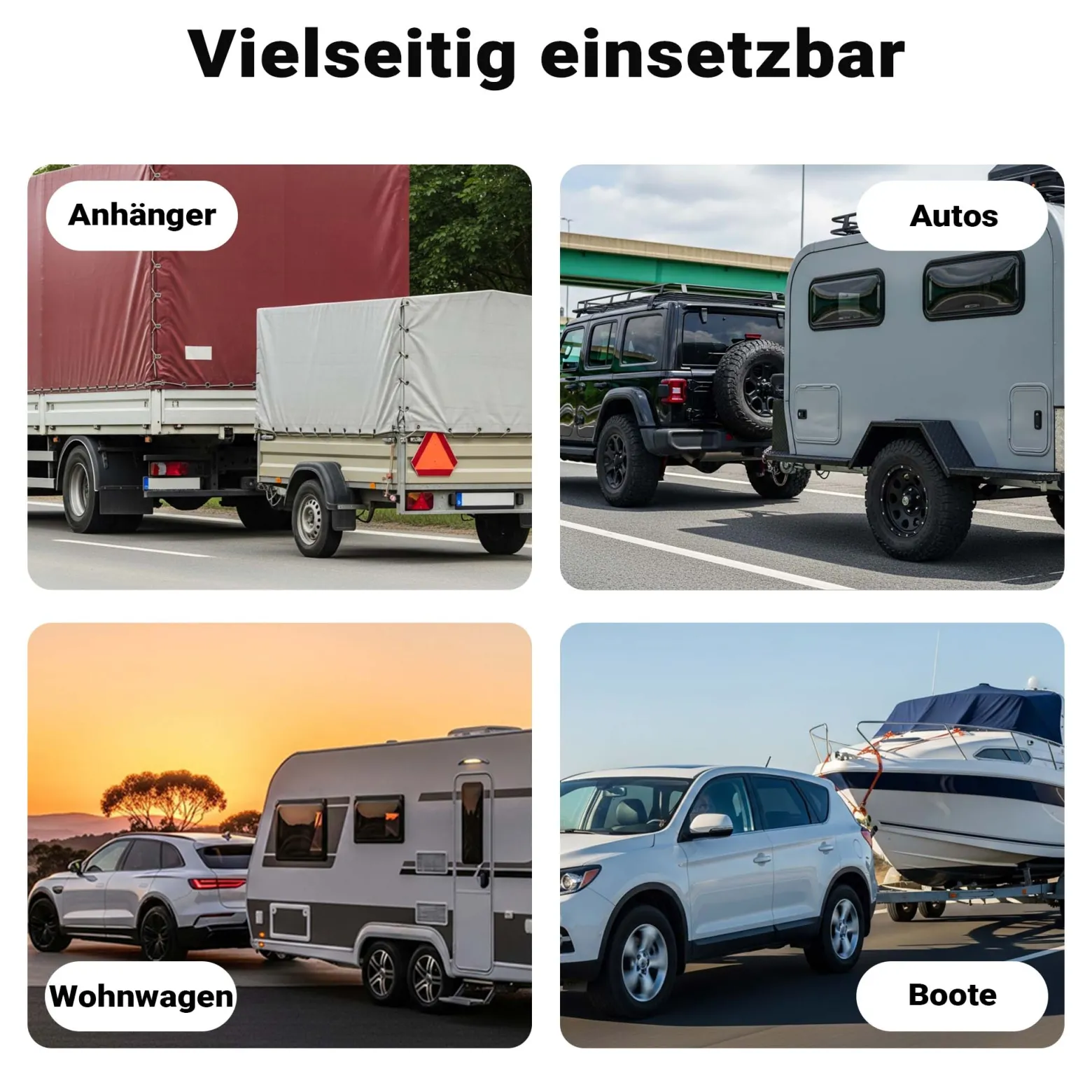 Wiltec Anhänger Stecker 13-polig 12V, Nylon Adapter für PKW Anhänger, Anhängerkupplung Steckanschluss, Anhängersteckdose