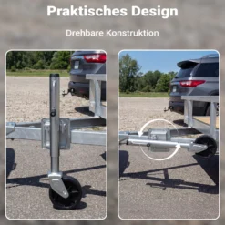 Wiltec Anhänger Stützrad bis 450 kg mit 254 mm Hubhöhe, Anhängerstütze aus verzinktem Stahl
