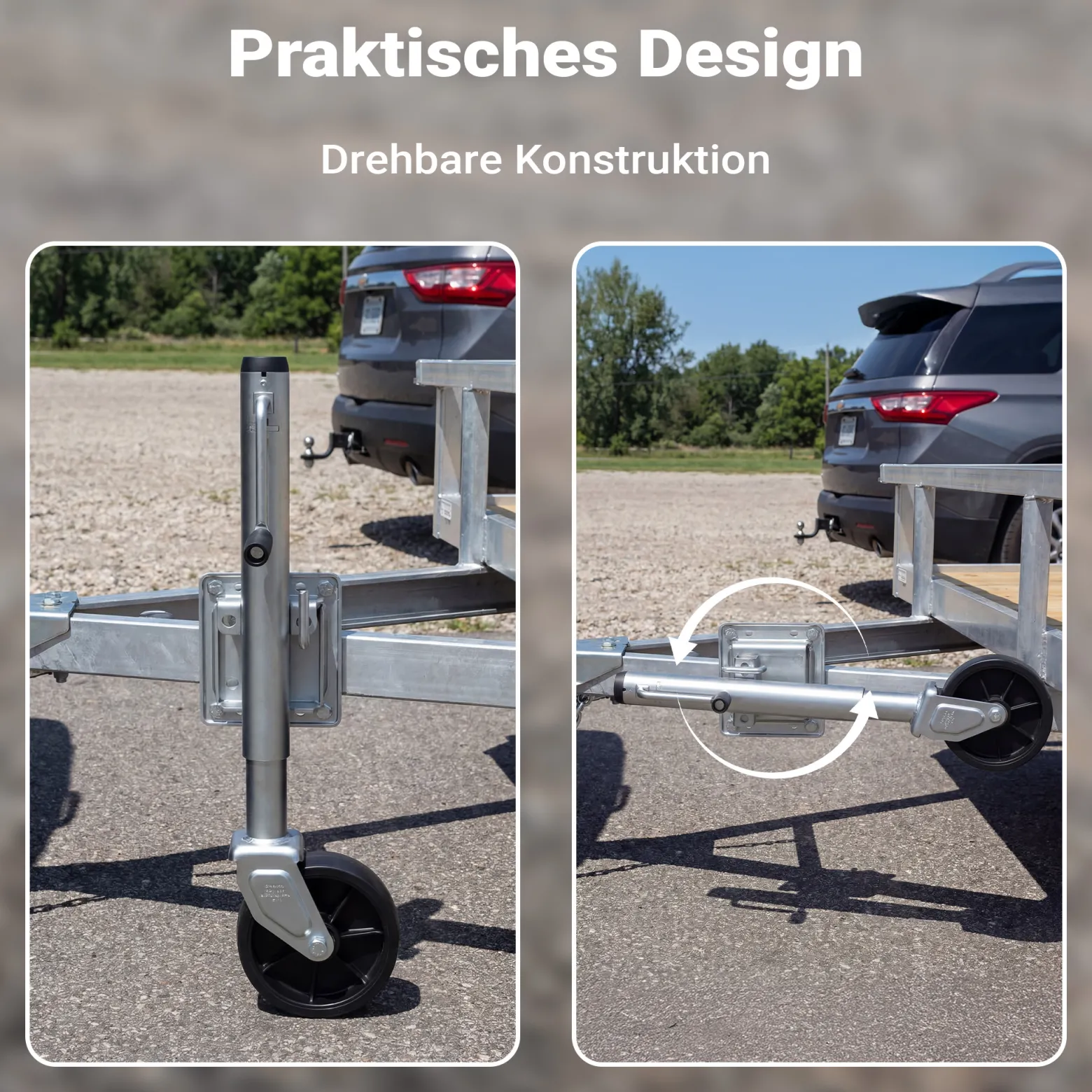 Wiltec Anhänger Stützrad bis 450 kg mit 254 mm Hubhöhe, Anhängerstütze aus verzinktem Stahl