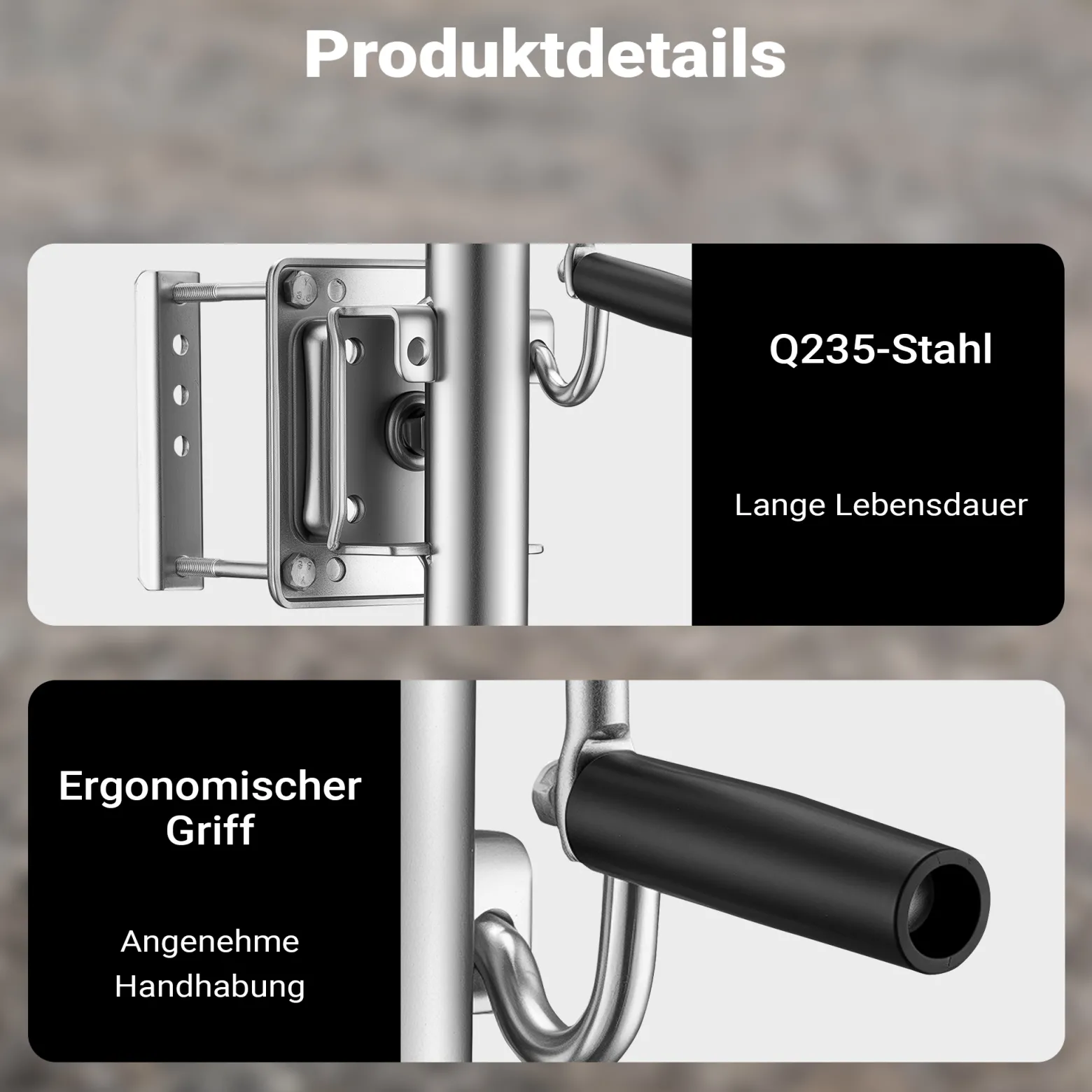 Wiltec Anhänger Stützrad bis 450 kg mit 254 mm Hubhöhe, Anhängerstütze aus verzinktem Stahl