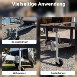 Wiltec Anhänger Stützrad bis 450 kg mit 254 mm Hubhöhe, Anhängerstütze aus verzinktem Stahl