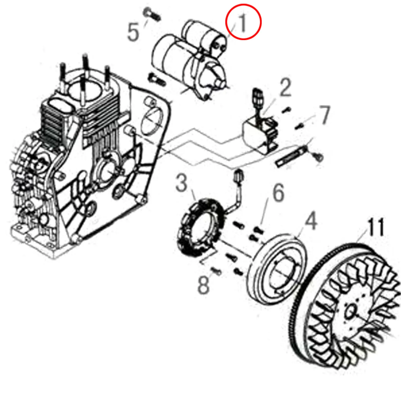 Wiltec Anlassermotor für LIFAN 10 PS Motor Dieselmotor Ersatzteil – Einzylinder für Kleinmaschinen & Karts, 4-Takt Motor & OHV Ventilsteuerung