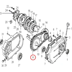Wiltec Antriebskette für LIFAN 6,5-13 PS Motor – Benzinmotor Ersatzteil für Ölbadkupplung – Einzylinder für Kleinmaschinen & Karts, 4-Takt Motor & OHV Ventilsteuerung