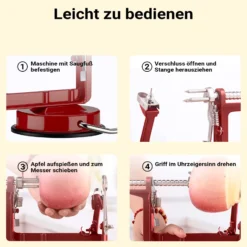 Wiltec Apfelschäler 3 in 1 mit Stahlklingen, Apfelschälmaschine 30 x 10 x 13 cm, Schäler, Entkerner und Schneider, multifunktionale Schälmaschine für Obst und Gemüse, Apfelentkerner und Apfelschneider