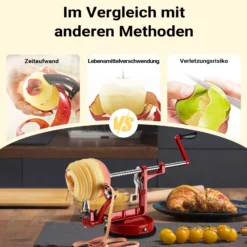Wiltec Apfelschäler 3 in 1 mit Stahlklingen, Apfelschälmaschine 30 x 10 x 13 cm, Schäler, Entkerner und Schneider, multifunktionale Schälmaschine für Obst und Gemüse, Apfelentkerner und Apfelschneider