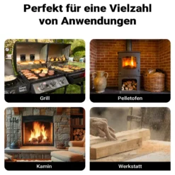 Wiltec Aschesauger 600 W, tragbarer Aschestaubsauger 4 l Fassungsvermögen, Staubsauger für Asche mit HEPA-Filter, effizienter Kaminsauger