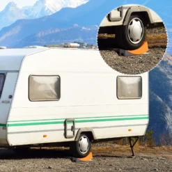 Wiltec Auffahrkeile für Wohnmobil 2er Set, Rundkeile 42,4 x 17 x 17,4 cm, Unterlegkeile 20,7 x 17 x 9,6 cm, Ausgleichskeile Wohnwagen aus HDPE, inkl. Gummimatte & Transporttasche