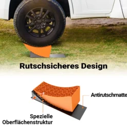 Wiltec Auffahrkeile für Wohnmobil 2er Set, Rundkeile 42,4 x 17 x 17,4 cm, Unterlegkeile 20,7 x 17 x 9,6 cm, Ausgleichskeile Wohnwagen aus HDPE, inkl. Gummimatte & Transporttasche