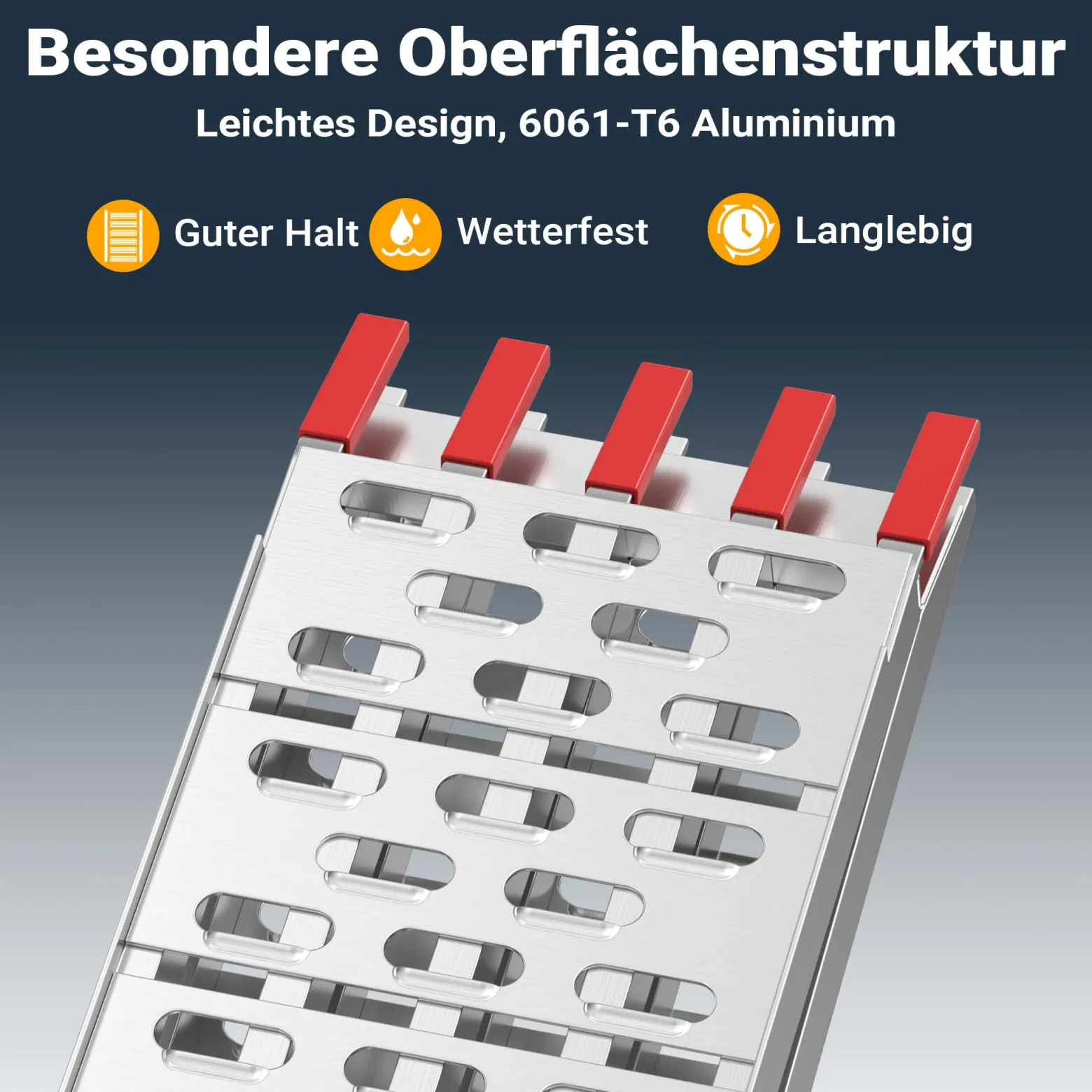 Wiltec Auffahrrampe 226 cm 410 kg für ATV Quad Motorrad, Aluminium Auffahrschiene faltbar, Verladerampe rutschsicher