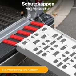 Wiltec Auffahrrampe 226 cm 410 kg für ATV Quad Motorrad, Aluminium Auffahrschiene faltbar, Verladerampe rutschsicher
