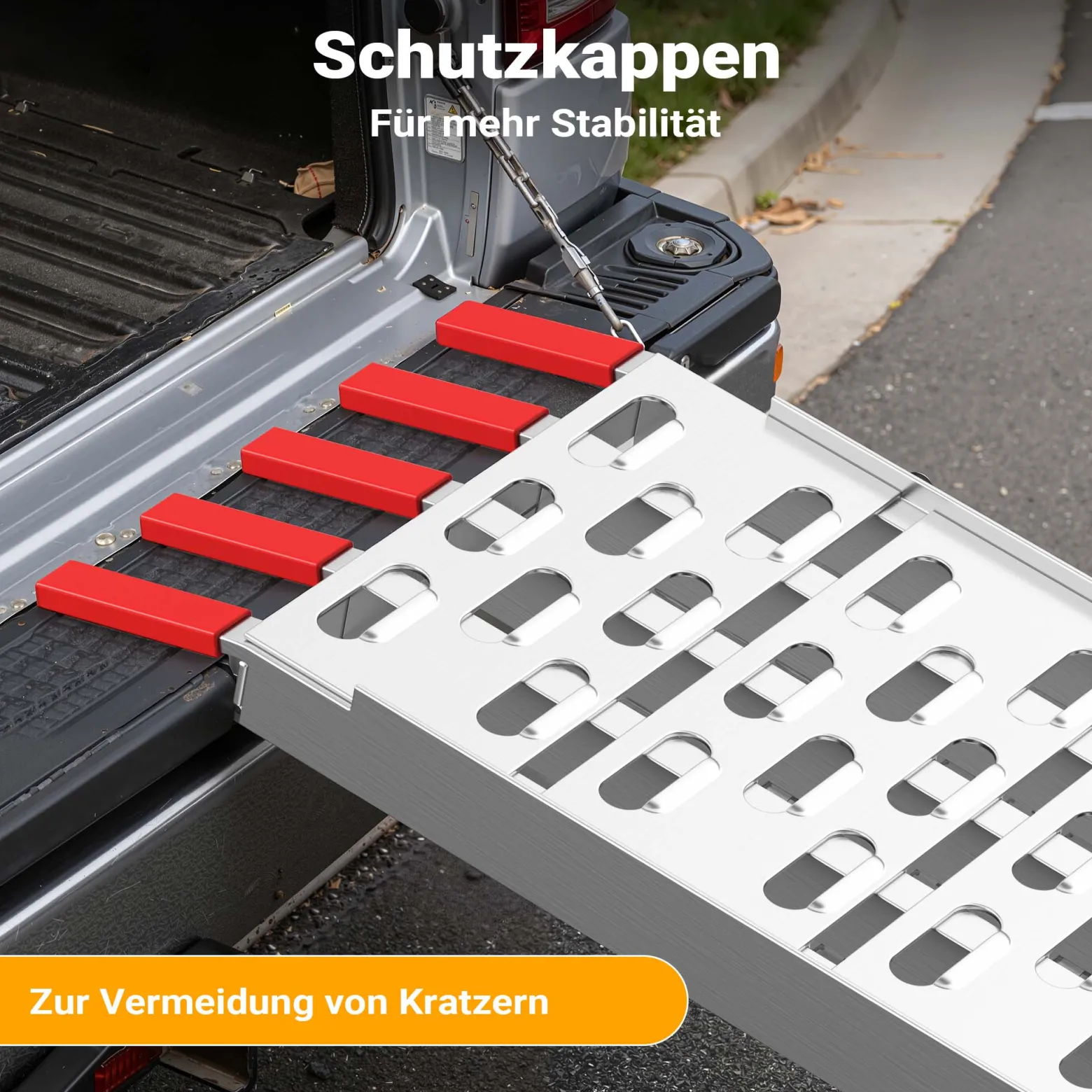 Wiltec Auffahrrampe 226 cm 410 kg für ATV Quad Motorrad, Aluminium Auffahrschiene faltbar, Verladerampe rutschsicher