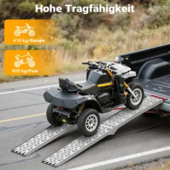 Wiltec Auffahrrampe 226 cm 410 kg für ATV Quad Motorrad, Aluminium Auffahrschiene faltbar, Verladerampe rutschsicher