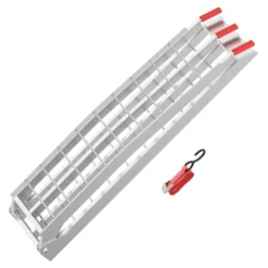 Wiltec Auffahrrampe 226 cm 340 kg für ATV Quad Motorrad, Aluminium Auffahrschiene faltbar, Verladerampe rutschsicher