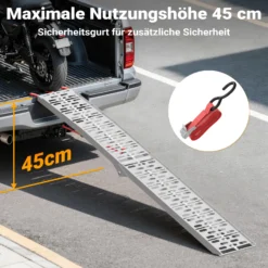 Wiltec Auffahrrampe 223 cm 340 kg für ATV Motorrad Quad, Aluminium Auffahrschiene faltbar, Verladerampe rutschsicher