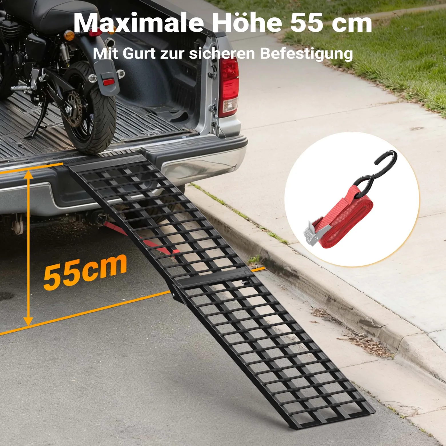 Wiltec Auffahrrampe 274 cm 680 kg für ATV Motorrad Quad, Aluminium Auffahrschiene faltbar, Verladerampe rutschsicher