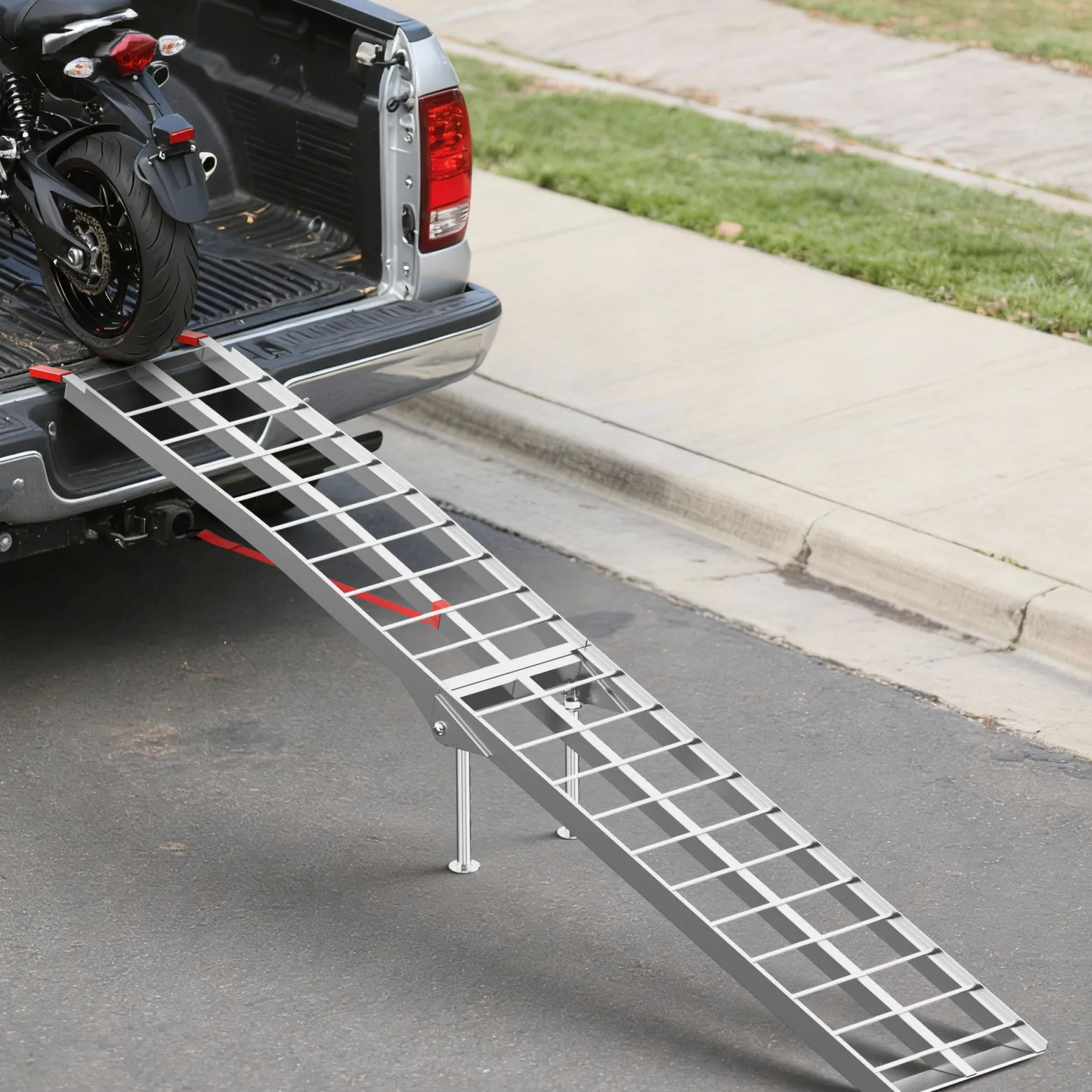 Wiltec Auffahrrampe 226 cm 680 kg für ATV Motorrad Quad, Aluminium Auffahrschiene faltbar, Verladerampe rutschsicher