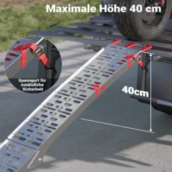 Wiltec Auffahrrampe 226 cm 340 kg für Motorrad ATV Quad, Aluminium Auffahrschiene faltbar, Verladerampe rutschsicher