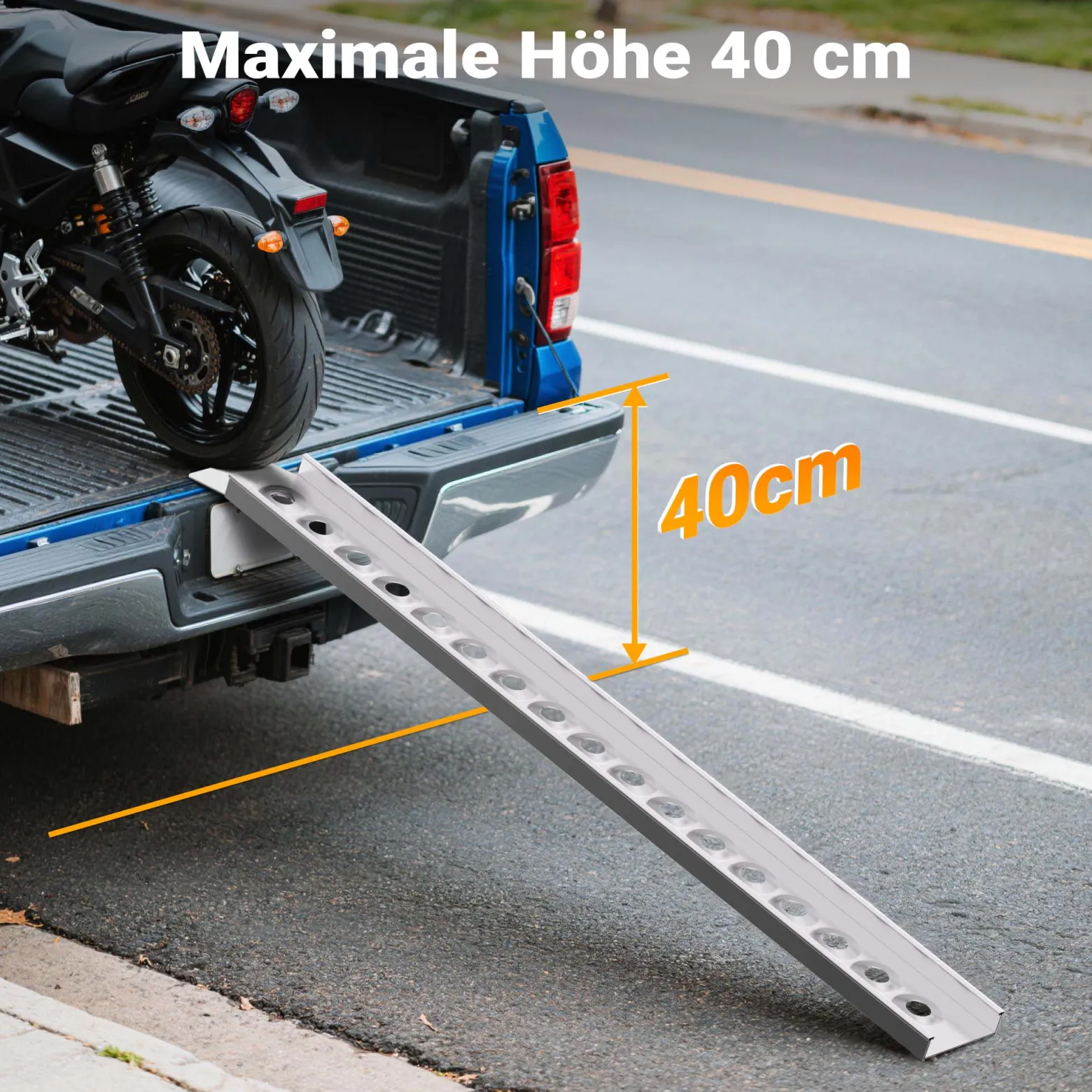 Wiltec Auffahrrampe 163 cm 180 kg für Motorrad ATV Quad, Aluminium Auffahrschiene, Verladerampe rutschsicher