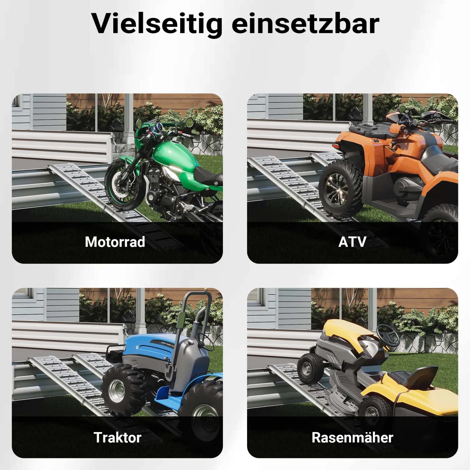 Wiltec Auffahrrampe 182 cm 200 kg für Motorrad ATV Quad, Aluminium Auffahrschiene faltbar, Verladerampe rutschsicher