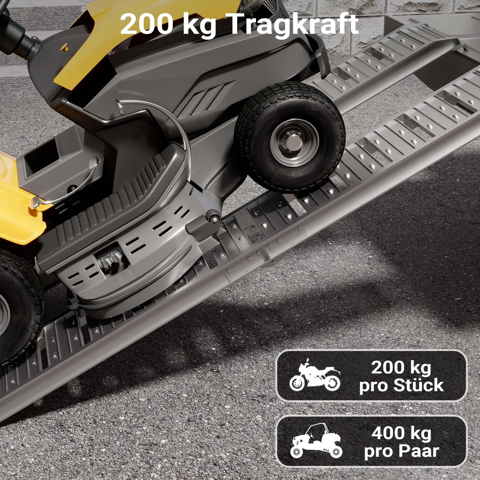 Wiltec Auffahrrampe 182 cm 200 kg für Motorrad ATV Quad, Aluminium Auffahrschiene faltbar, Verladerampe rutschsicher