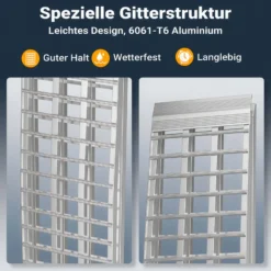 Wiltec Auffahrrampe 274 cm silberfarben 680 kg für ATV, Motorrad und Quad, Aluminium Auffahrschiene faltbar