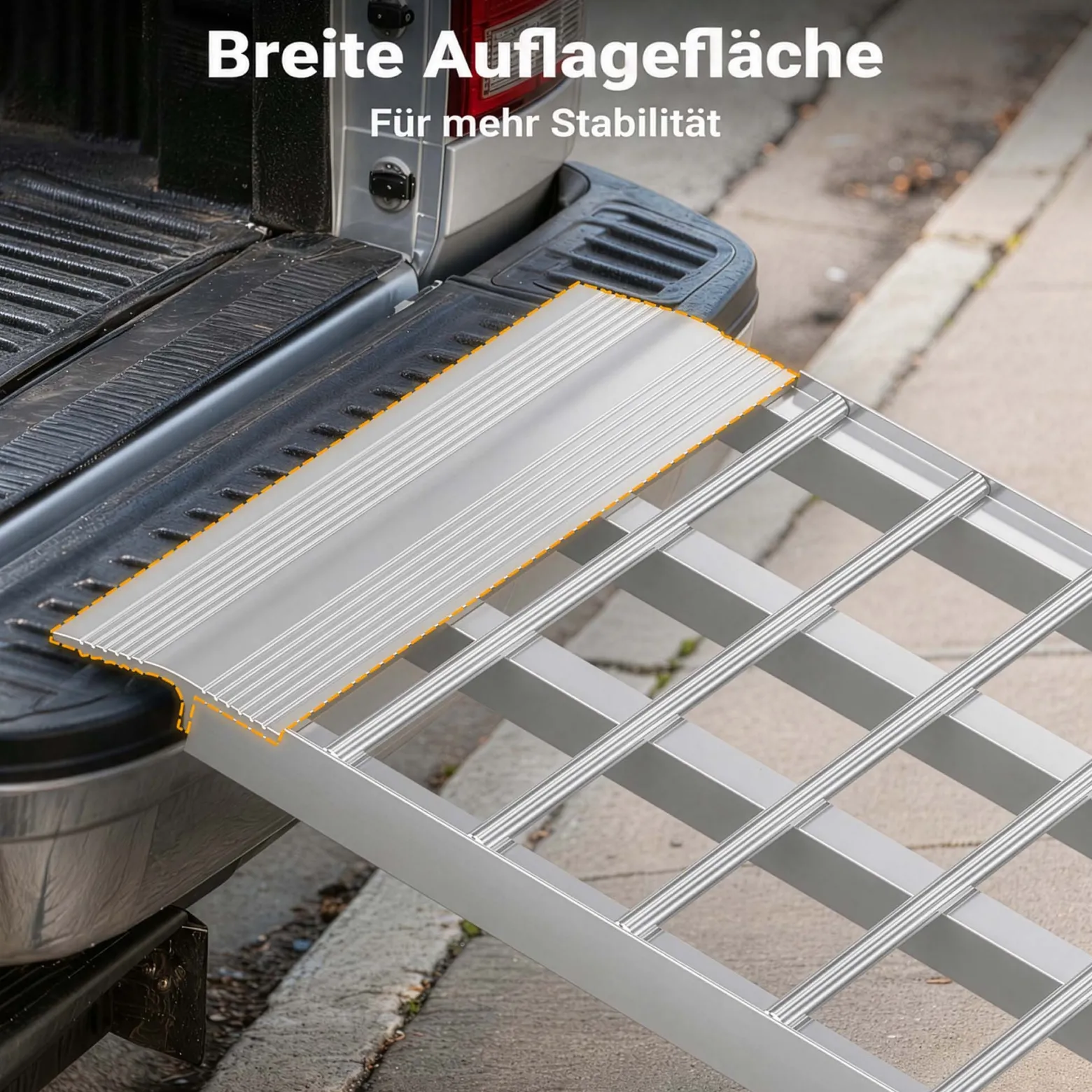Wiltec Auffahrrampe 274 cm silberfarben 680 kg für ATV, Motorrad und Quad, Aluminium Auffahrschiene faltbar