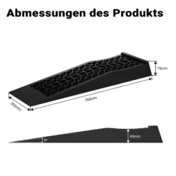 Wiltec Auffahrrampe 2er Set mit 5 t Traglast, robuste Autorampen aus PP, Unterlegkeile 70 x 20 x 7,8 cm, flache Auffahrkeile für Pkw, Camper, tiefe Fahrzeuge, ideal für Wartungsarbeiten