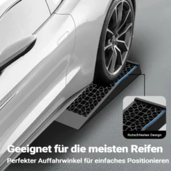 Wiltec Auffahrrampe 2er Set mit 5 t Traglast, robuste Autorampen aus PP, Unterlegkeile 70 x 20 x 7,8 cm, flache Auffahrkeile für Pkw, Camper, tiefe Fahrzeuge, ideal für Wartungsarbeiten