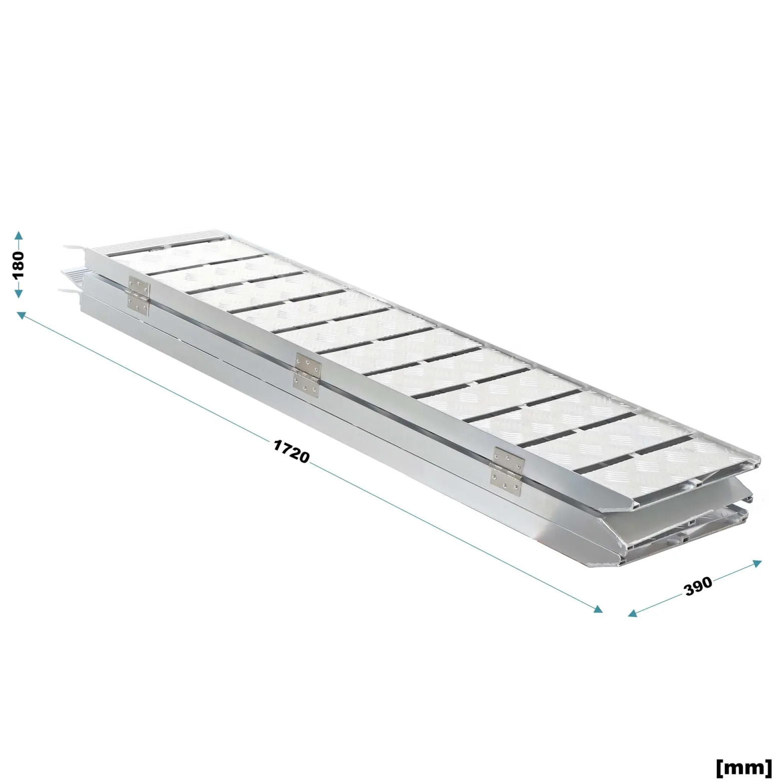 Wiltec Auffahrrampe 3-fach klappbar 172cm 340kg pro Element für Motorrad ATV Quad, Aluminium Auffahrschiene faltbar, Verladerampe rutschsicher