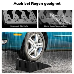 Wiltec Auffahrrampe für Pkw 2er Set bis 5 t Traglast, robuste Autorampen aus PP, Unterlegkeile 90,5 x 30 x 21,5 cm, Auffahrkeile mit rutschsicherem Boden, ideal für Wartungsarbeiten