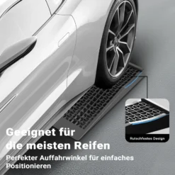 Wiltec Auffahrrampen extra flach 2 Stück aus Kunststoff bis 3 t Autorampe Pkw, Rampe Auto Kfz Rampe