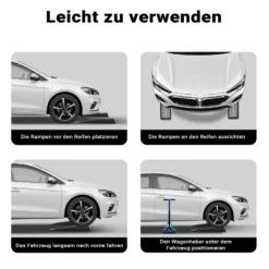 Wiltec Auffahrrampen extra flach 2 Stück aus Kunststoff bis 3 t Autorampe Pkw, Rampe Auto Kfz Rampe