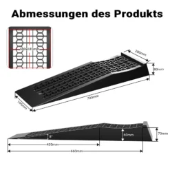 Wiltec Auffahrrampen extra flach 2 Stück aus Kunststoff bis 3 t Autorampe Pkw, Rampe Auto Kfz Rampe