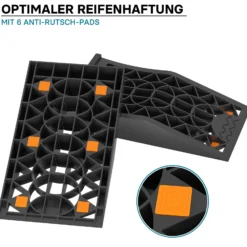 Wiltec Auffahrrampen kurz extra flach 2 Stück aus Kunststoff bis 3 t Autorampe Pkw Auto Kfz Rampe