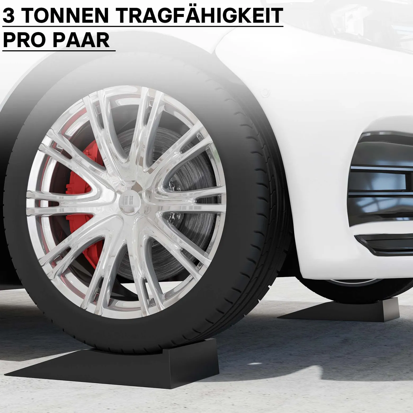 Wiltec Auffahrrampen kurz extra flach 2 Stück aus Kunststoff bis 3 t Autorampe Pkw Auto Kfz Rampe