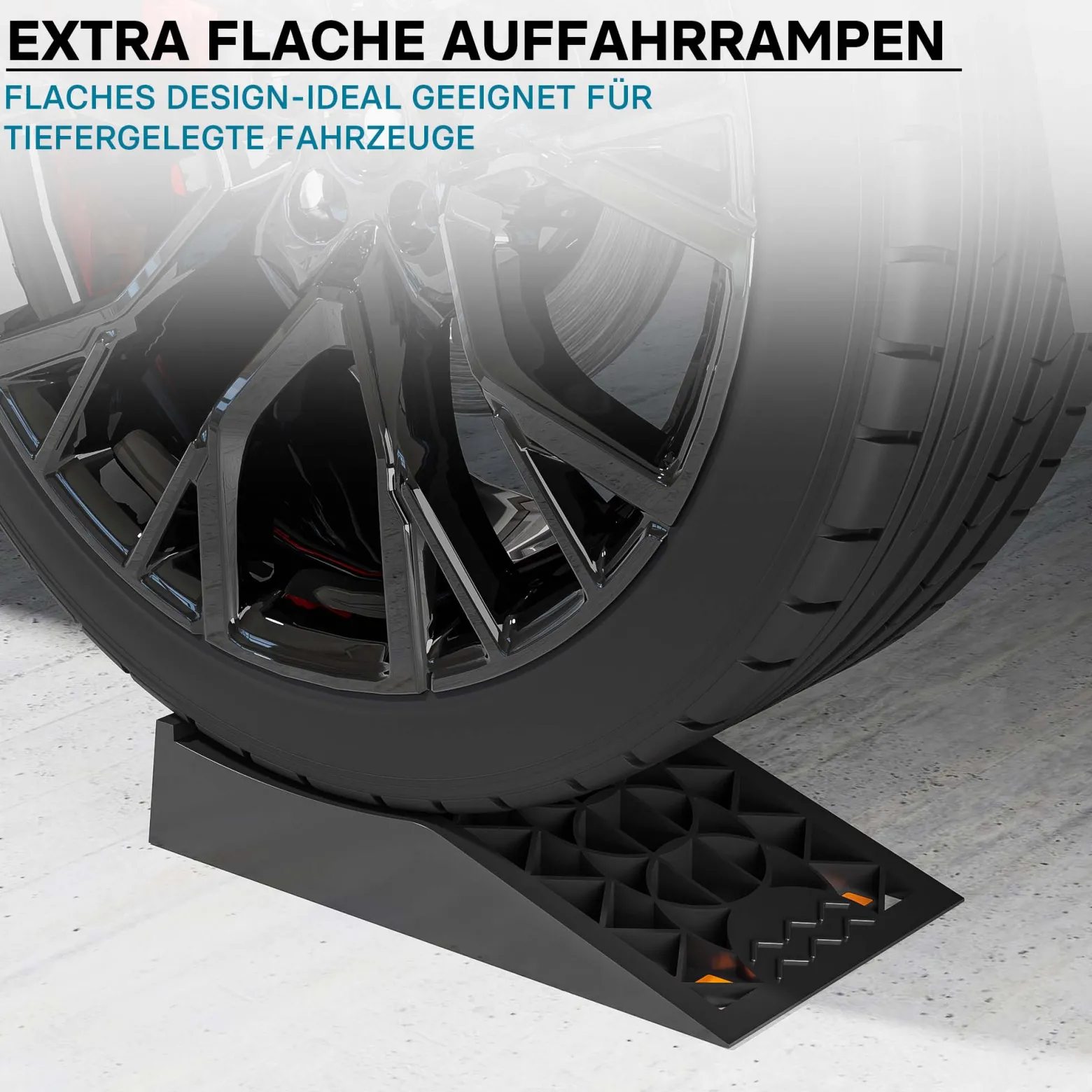 Wiltec Auffahrrampen kurz extra flach 2 Stück aus Kunststoff bis 3 t Autorampe Pkw Auto Kfz Rampe