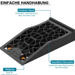 Wiltec Auffahrrampen kurz extra flach 2 Stück aus Kunststoff bis 3 t Autorampe Pkw Auto Kfz Rampe