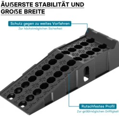 Wiltec Auffahrrampen rutschfest 2 Stück aus Kunststoff bis 6 t Autorampe Pkw Auto Kfz Rampe