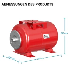 Wiltec Ausdehnungsgefäß 24 Liter, Membrankessel für Hauswasserwerke und Druckerhöhungsanlagen mit EPDM Membran