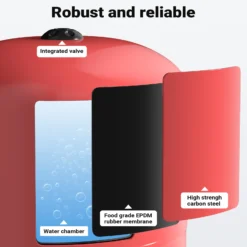 Wiltec Ausdehnungsgefäß 50 Liter, horizontaler Membrankessel für Hauswasserwerke und Druckerhöhungsanlagen mit EPDM Membran