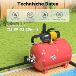 Wiltec Ausdehnungsgefäß 100 Liter, horizontaler Membrankessel für Hauswasserwerke und Druckerhöhungsanlagen mit EPDM Membran