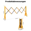 Wiltec ausziehbares Absperrgitter 250 cm aus Kunststoff, Scherengitter mit Reflektorband, Baustellenabsperrung befüllbar und faltbar, Absperrung für Verkehr