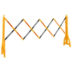 Wiltec ausziehbares Absperrgitter 250 cm aus Kunststoff, Scherengitter mit Reflektorband, Baustellenabsperrung befüllbar und faltbar, Absperrung für Verkehr
