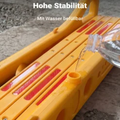 Wiltec ausziehbares Absperrgitter 250 cm aus Kunststoff, Scherengitter mit Reflektorband, Baustellenabsperrung befüllbar und faltbar, Absperrung für Verkehr