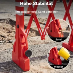 Wiltec ausziehbares Absperrgitter 200 cm aus Kunststoff, Scherengitter mit Reflektorband, Baustellenabsperrung befüllbar und faltbar, Absperrung für Verkehr