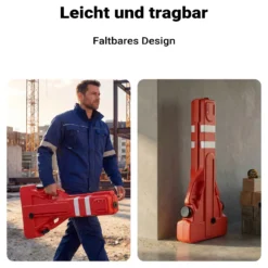 Wiltec ausziehbares Absperrgitter 200 cm aus Kunststoff, Scherengitter mit Reflektorband, Baustellenabsperrung befüllbar und faltbar, Absperrung für Verkehr