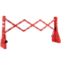 Wiltec ausziehbares Absperrgitter 200 cm aus Kunststoff, Scherengitter mit Reflektorband, Baustellenabsperrung befüllbar und faltbar, Absperrung für Verkehr