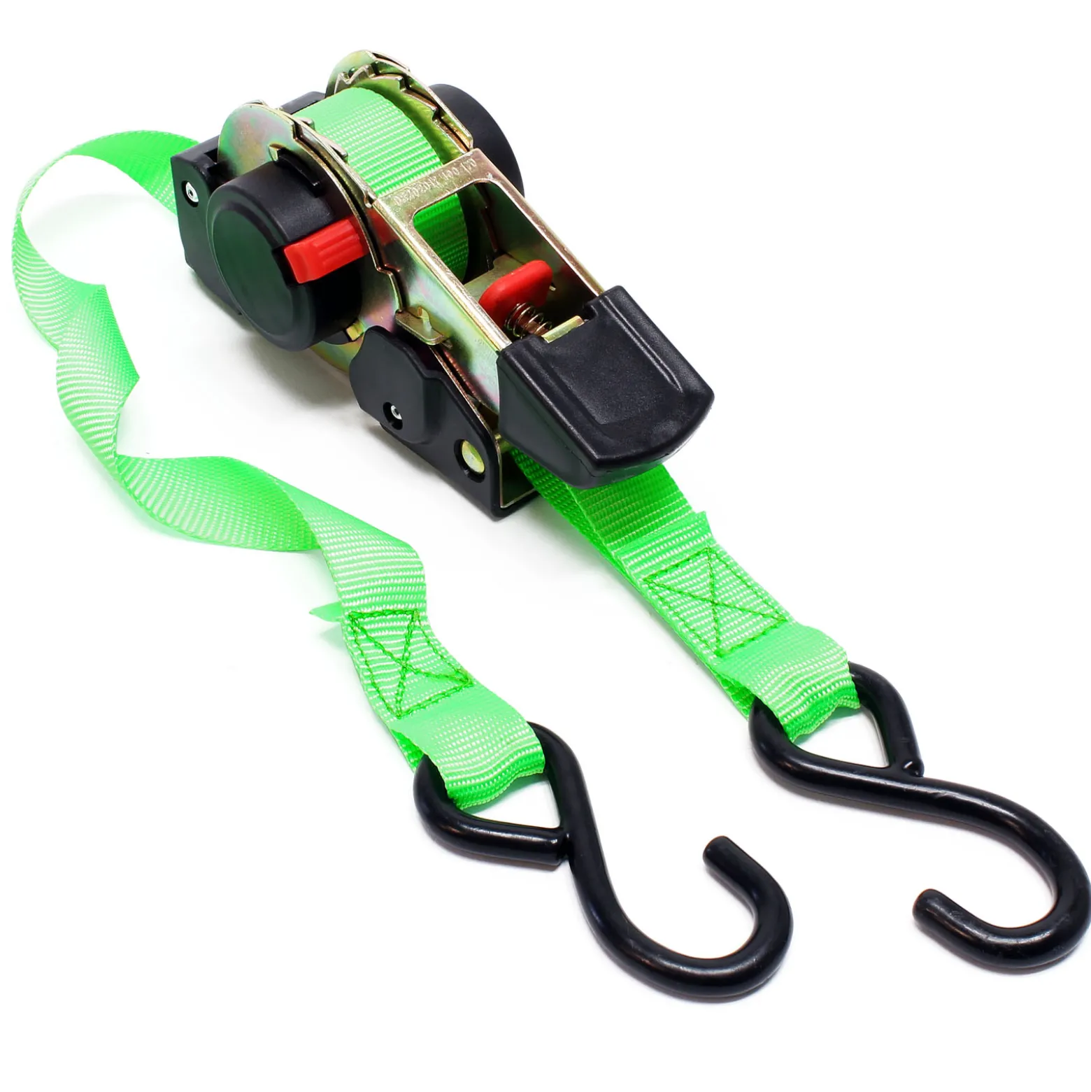 Wiltec Automatik Zurrgurt 320 daN Zuglast 1,8m x 25mm PES Spanngurt mit S-Haken selbstaufrollend, ideal für Autotransport