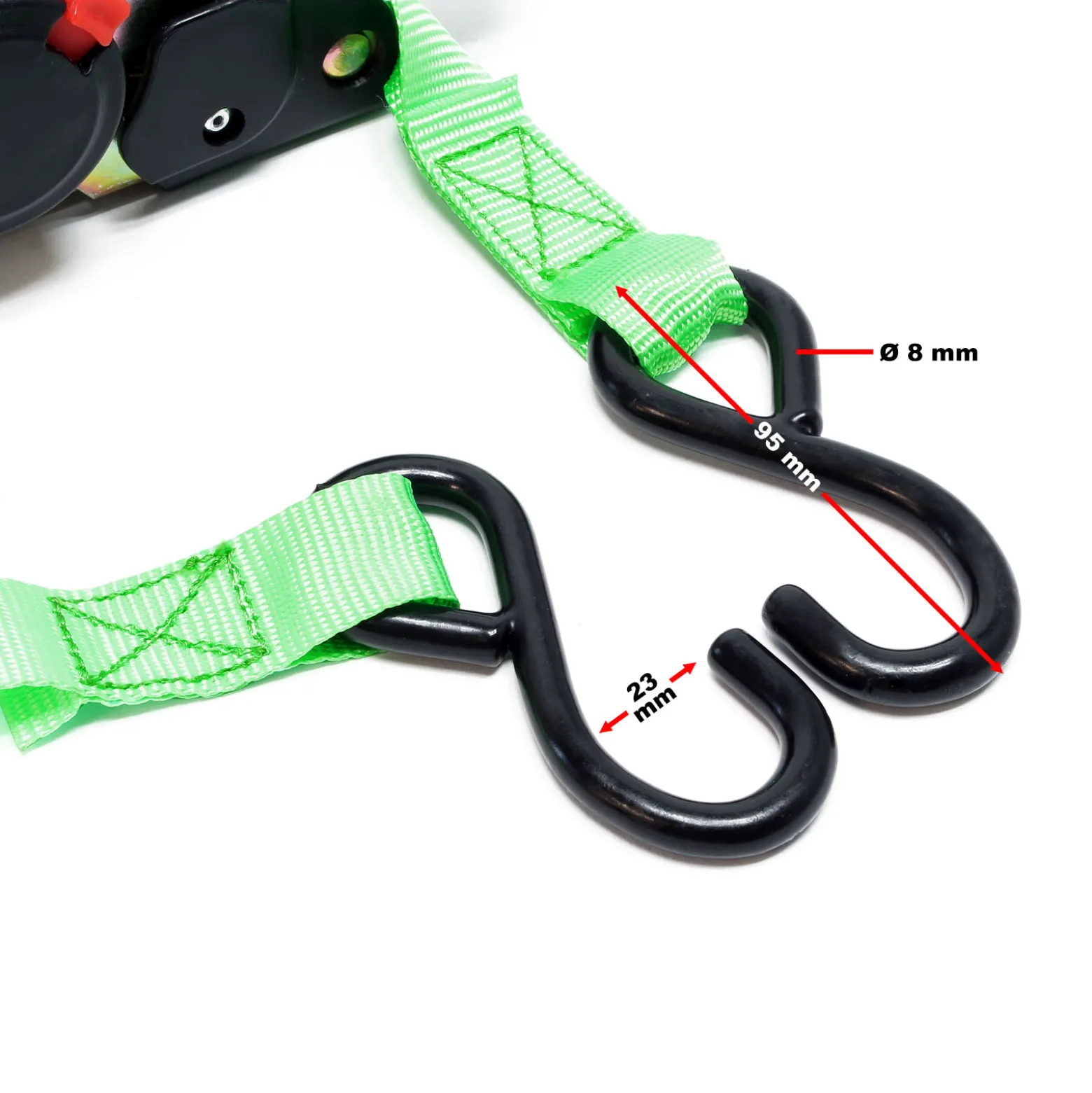 Wiltec Automatik Zurrgurt 320 daN Zuglast 1,8m x 25mm PES Spanngurt mit S-Haken selbstaufrollend, ideal für Autotransport