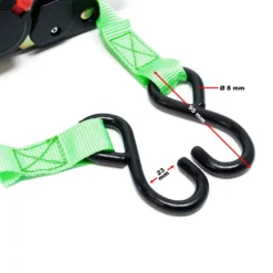 Wiltec Automatik Zurrgurt 320 daN Zuglast 3 m x 25mm PES Spanngurt mit S-Haken selbstaufrollend, ideal für Autotransport